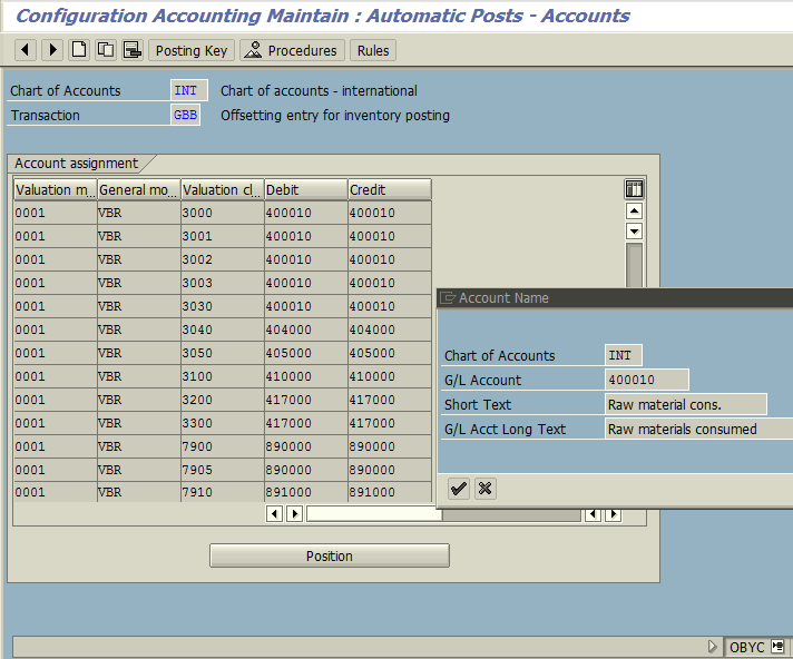 sap automatic account assignment tcode