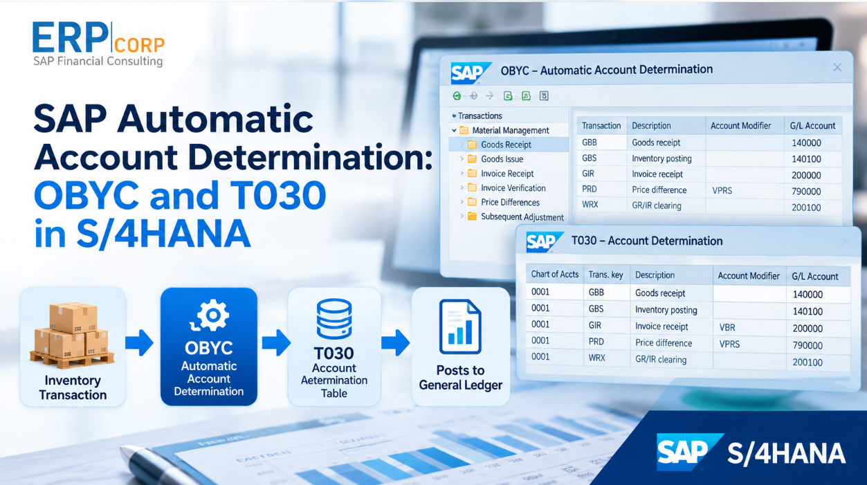 SAP Automatic Account Determination with OBYC and T030 in S/4HANA